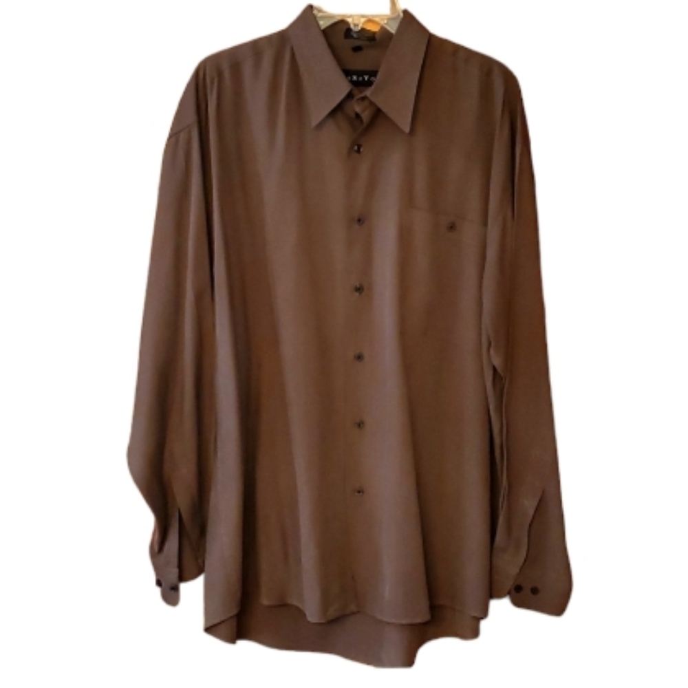 Visivo Mens‎ Brown Micro Houndstooth Long Sleeve Buttondown Shirt Size Large